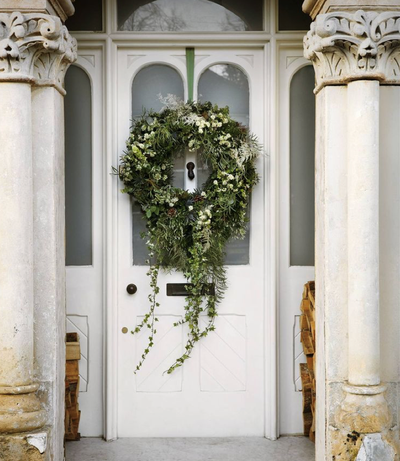 Oversized Christmas Wreath on white door