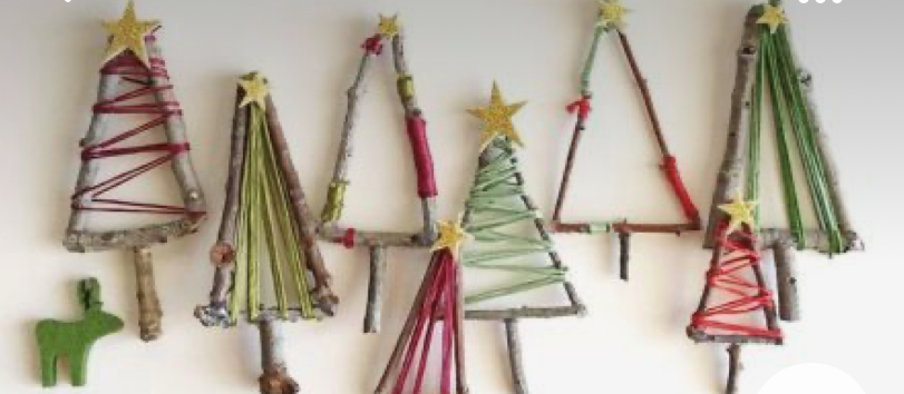 Eco friendly handmade Christmas decorations made from twigs and wool