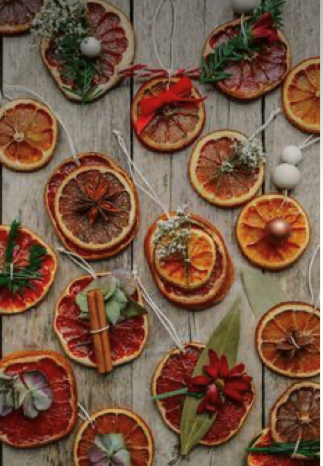 Eco friendly handmade Christmas decorations made from dried orange slices