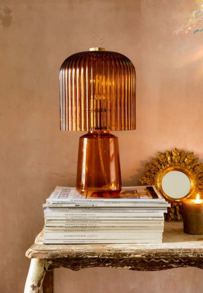brown glass lamp